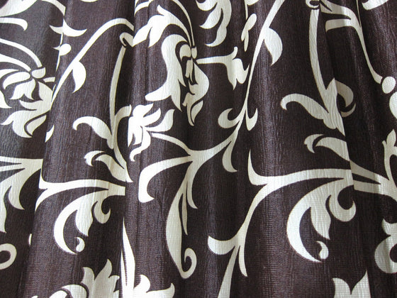 Pair of Brown Floral Printed Curtains – 96" Tab Top Drapes for Elegant Boho Interiors