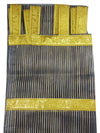 Pair of Sheer Window Curtains – Blue Gold Striped Drapes, Elegant Bed Canopy Curtains