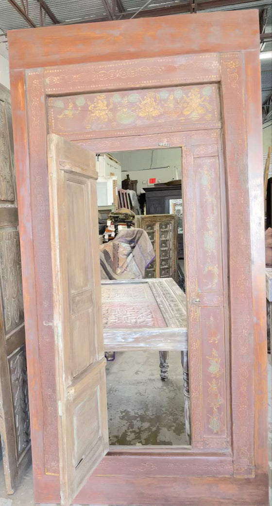 Antique India Ganesha Doors, 18C Dancing Ganesh Boho Barndoor, 84