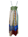 Womens Recycle Silk Strap Dresses, Fall Maxi Dress, Beach Maxidress  ML