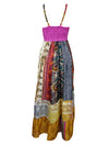Womens Boho Hippy Beach Dress, Deep V Maxidress, Fall Maxi Dress, Colorful ML