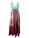 Womens Beach Maxidress, Flowy Dresses, Blue Purple Bohemian Strapdress M/L