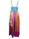 Womens Beach Maxidress, Flowy Dresses, Blue Purple Bohemian Strapdress M/L
