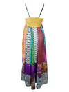 Womens Maxidress, Megha Colorful Travel Recycle Silks Maxi Dress M/L