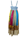 Womens Spring Fields Recycle Silk Strap Yellow Dresses, Fall Maxi Dress M/L