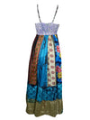 Womens Maxidress, Hawaiaan Silk Maxi Dress, Colorful Bohemian Dress M/L