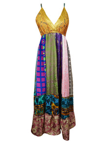 Womens Strap Recycle Silk Maxi Dress, Purple Beach Maxi Dress M/L