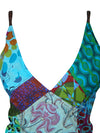 Womens Patchwork Dress, Blue Skies Strap Maxi Dress M/L