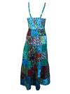 Womens Patchwork Maxi Festival Dress Blue Printed Long Dresses M/L