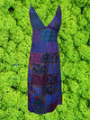 Womens Patchwork Maxidress  Purple Printed Long Dresses, Bohemian Fashion M/L