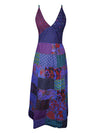 Womens Patchwork Strap Maxi Dress Purple Patchwork Long Dresses M/L