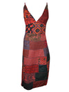 Womens Patchwork Maxi Dress, Red Strap Maxi Dress M/L