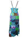 Womens Patchwork Maxi Dress Blue Printed Long Dresses M/L