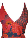 Womens Cotton Maxi Dress Red Printed Long Dresses M/L