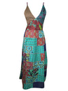 Womens Patchwork Dress, Blue Skies Strap Maxi Dress M/L