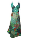 Womens Patchwork Maxi Dress Green Printed Long Dresses M/L