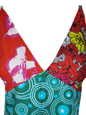 Boho Chic Women Long Dress, Cotton Patchwork Colorful Floral Printed Summer Fashion Maxi Dresses SM