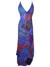 Womens Patchwork Hippie Dress, Purple Strap Maxi Dress S/M