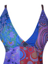 Womens Patchwork Hippie Dress, Purple Strap Maxi Dress S/M
