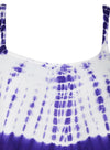 Women Tank Dress, Blue White Tie-Dye Strap Dresses Beach Bohemian Midi Dress XS/S