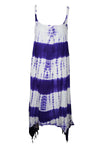 Women Tank Dress, Handmade Blue Tie Dye Gypsy Chic Boho Beach Cover Up Spaghetti Dress XS