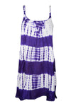 Tie Dye Tank Top Dress, Blue White Short Ladies Cover Up Summer Dress One Size S