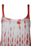 Women Summer Tank Dress, Tie Dye Red & White Handmade Casual Dress S
