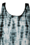 Womens Tie Dye Summer Dress, Black White Tie-dye Boho Short Coverup Dress S/M