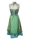 Women Summer Sundress, Daydress, Green Halter Dress S/M