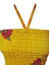 Women Boho Skirt Dresses Yellow Pink Beach Dress S/M
