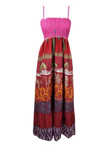  Womens Maxi Dress Red Pink Long Tiered Dresses