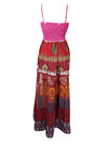 Womens Maxi Dress Red Pink Long Tiered Dresses SM