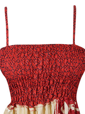 Womens Maxi Dress Red Flared Summer Dresses SM