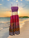 Womans Handmade Red Purple Summer Beach Dress S/M