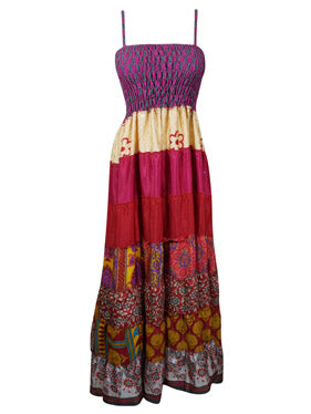 Womans Handmade Red Purple Summer Beach Dress S/M