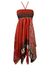 Women Sundress, Halter Dresses, Red Handmade Boho Dress S/M