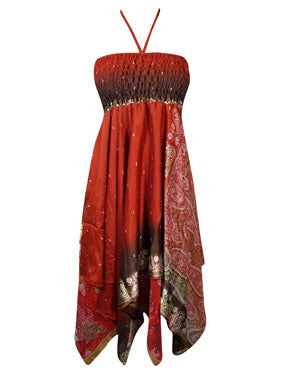Women Sundress, Halter Dresses, Red Handmade Boho Dress S/M
