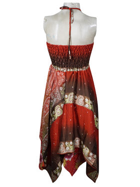 Women Sundress, Halter Dresses, Red Handmade Boho Dress S/M