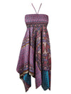 Womens Silk Halter Dress, Purple Handmade Summer Dresses S/M