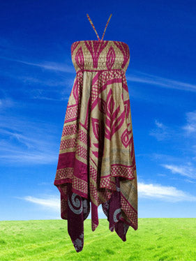 Womens Boho Dress Purple Handmade Summer Beach Dresses S/M