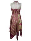 Womens Silk Halter Dress, Purple Handmade Summer Dresses S/M