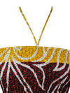 Women's Luxe Halter Dress, Yellow Printed Bohemian Recycled Silk Dresses S/M
