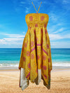 Womens Summer Travel Dresses, Yellow Boho Beach Dress, Halter Dresses S/M