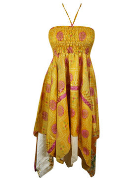 Womens Summer Travel Dresses, Yellow Boho Beach Dress, Halter Dresses S/M Womens Summer Travel Dresses, Yellow Boho Beach Dress, Halter Dresses S/M
