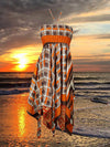 Womens Boho Sundress Orange Brown Hilow Dress S/M