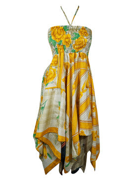 Women's Boho Skirt Dress Yellow Bohemian Sundress