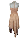Women Boho Skirt Dress Sundress Peach Dress S/M
