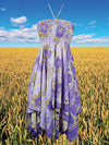 Womens Boho Skirt Dress Summer Travel Dresses, Purple S/M