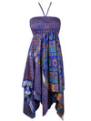 Women's Floral Boho Skirt Dress Blue Sundress