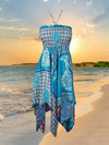 Womens Ibiza Dress Handmade Blue Gray Sundress S/M